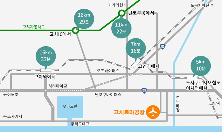 고치료마공항오시는법